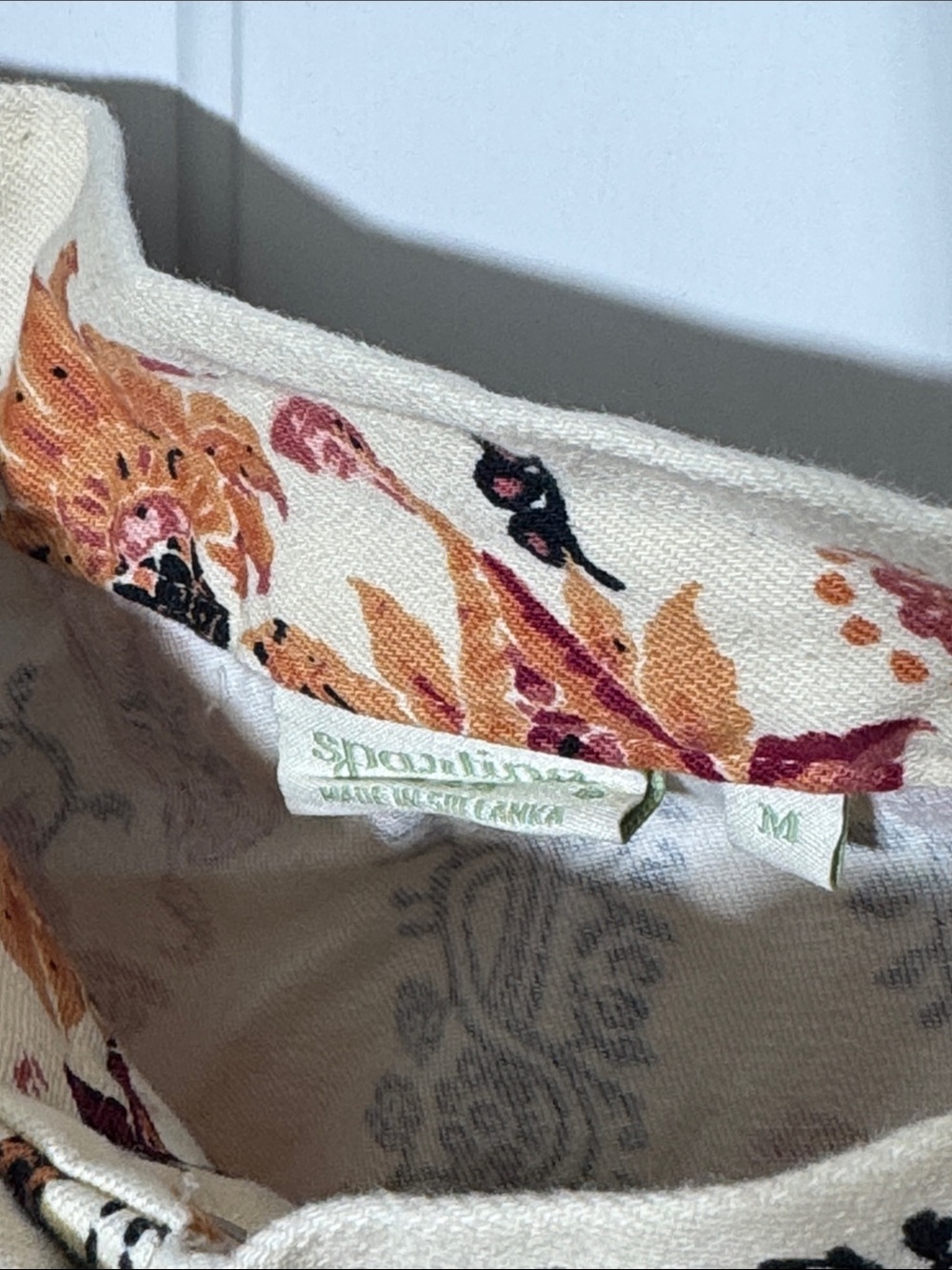 Spartina 449 Cream Mini Dress with Rust and Olive Floral Motif - Picture 2 of 4